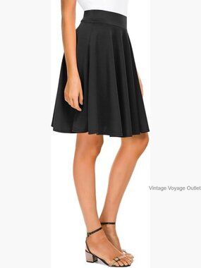 Stretchy High Waist Midi Skirt A-Line Flared Casual Versatile